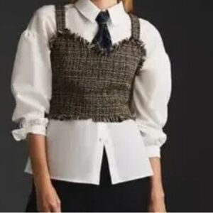 Mare x Anthropologie Trendy Tweed Crop Top